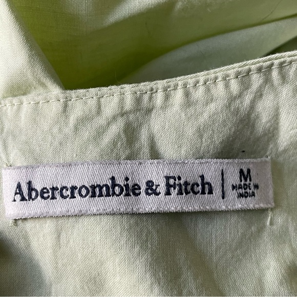 Abercrombie & Fitch Green Cinch-Front Puff Sleeve Poplin Mini Dress 35756 - Picture 12 of 14